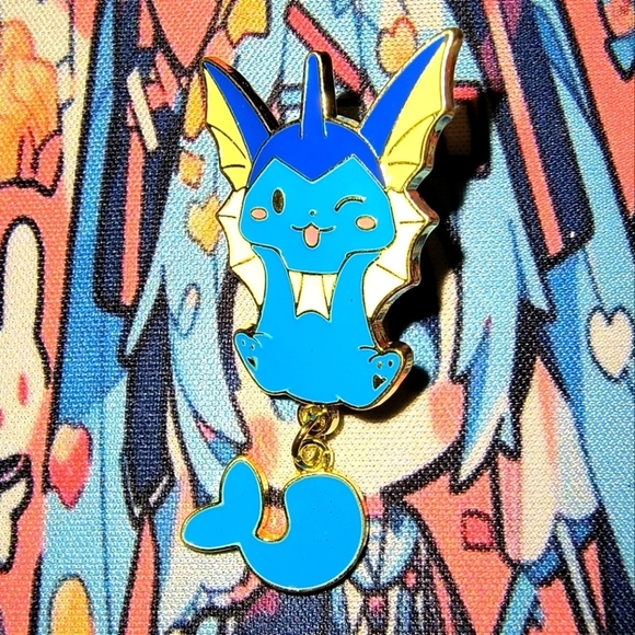 Pokemon Accessories - Blue and Yellow Enamel Pin Vaporeon Pokemon Anime Manga Eevee